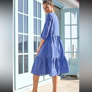 Wyatt Wylde “Alice” Oversized Blue Checkered Linen Dress